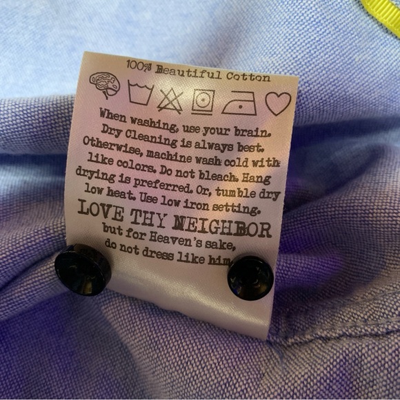 Descendant Of Thieves Shirt Mens Large Blue Long Sleeve Chambray Dres Ladro - Picture 12 of 14